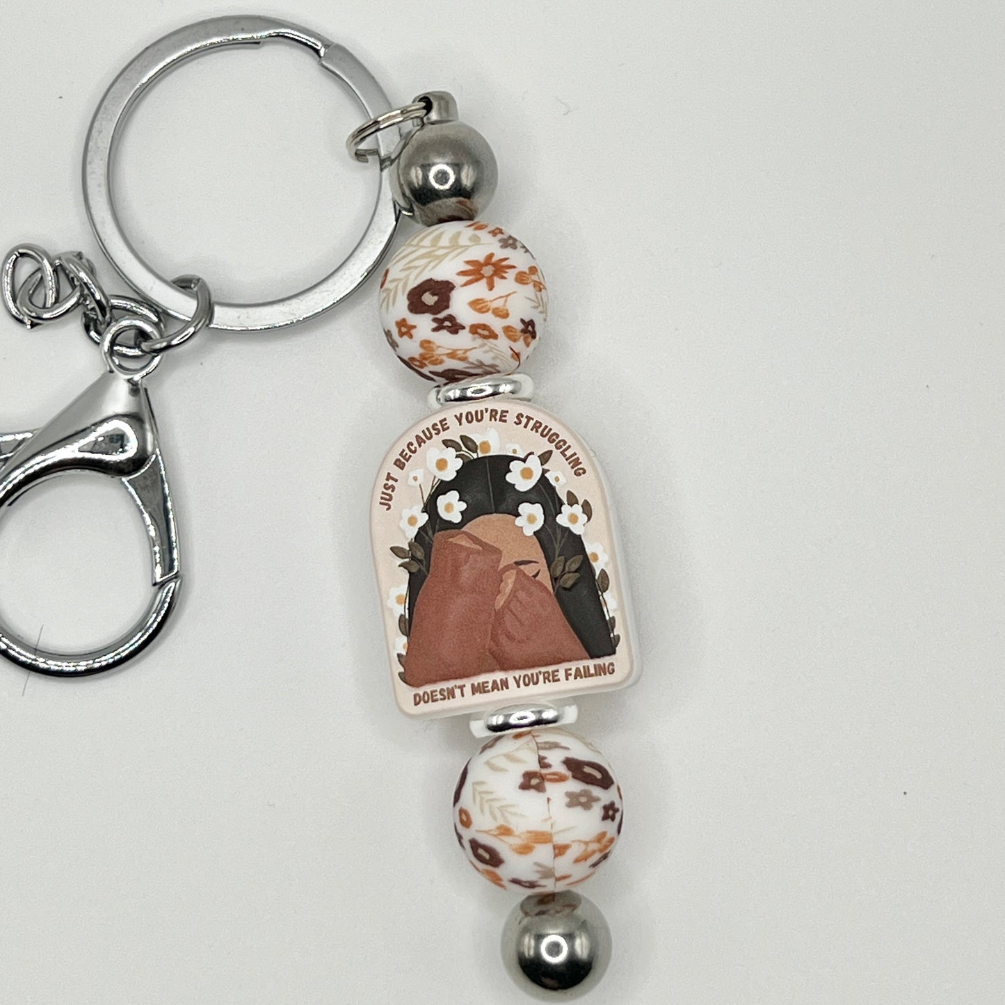 Struggle ≠ Failing Fall Floral Silver Keychain Bar