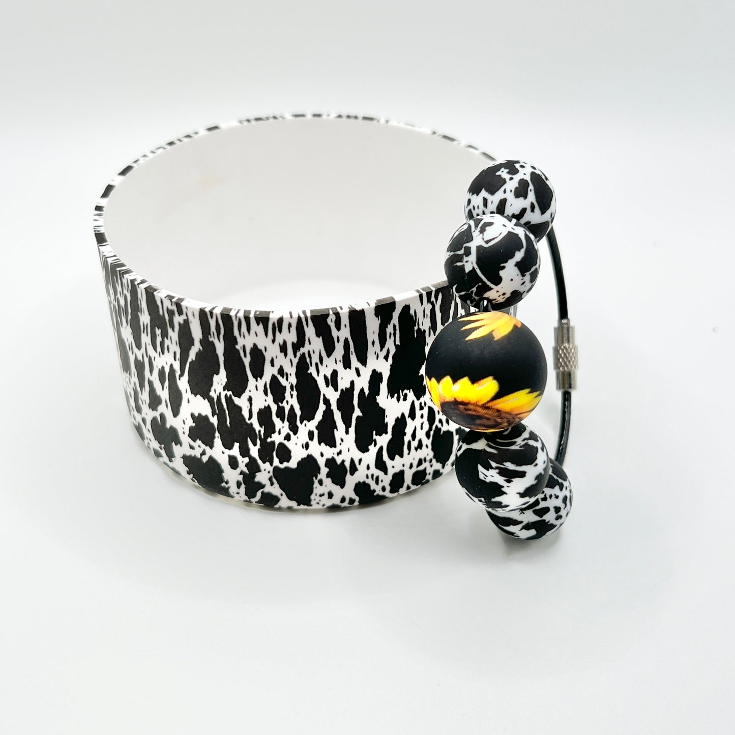 Black Cow Sunflower Boot & Charm Set