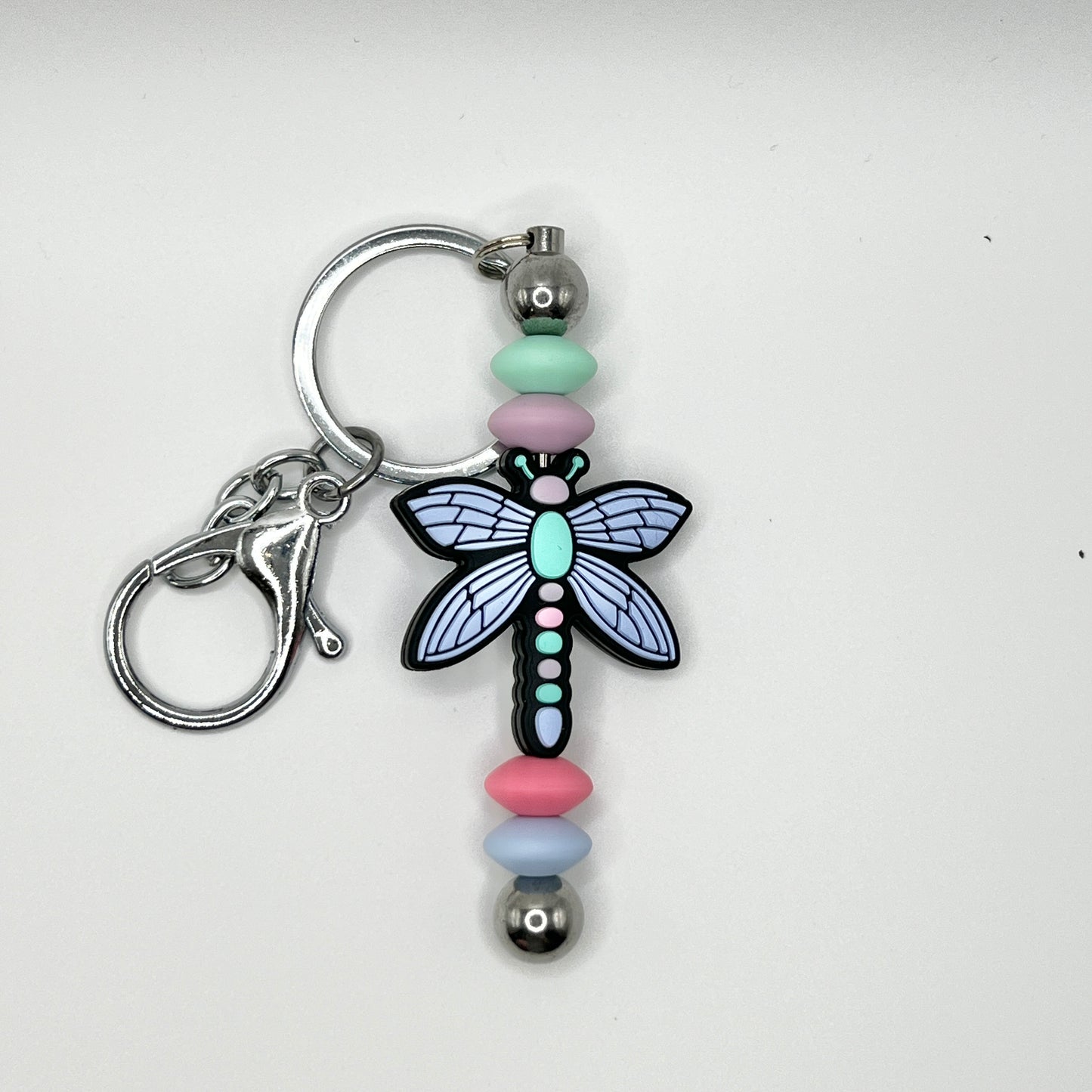 Pastel Dragonfly Silver Keychain Bar