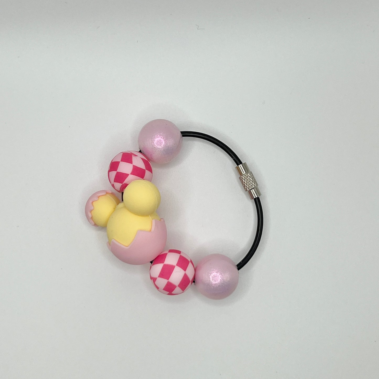 Pink Mouse Egg Checker Cup Charm