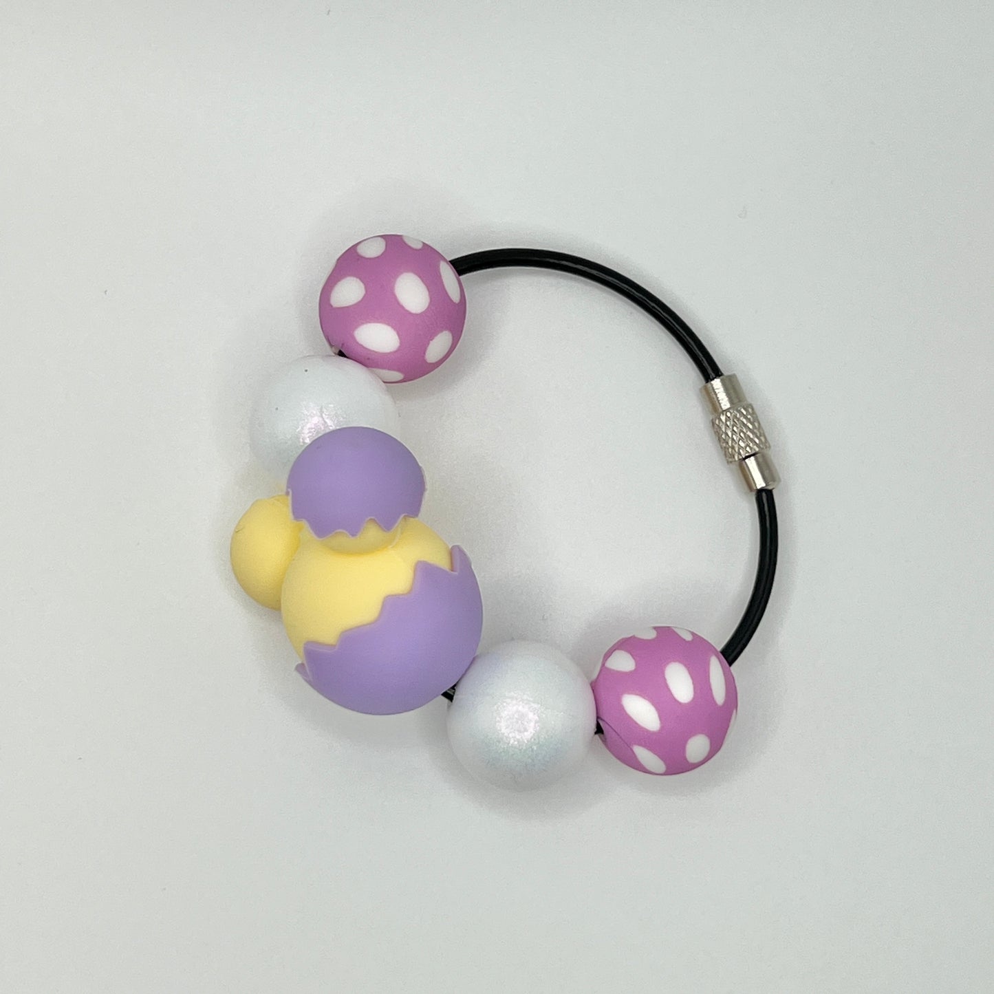 Polka Dot Purple Mouse Egg Cup Charm