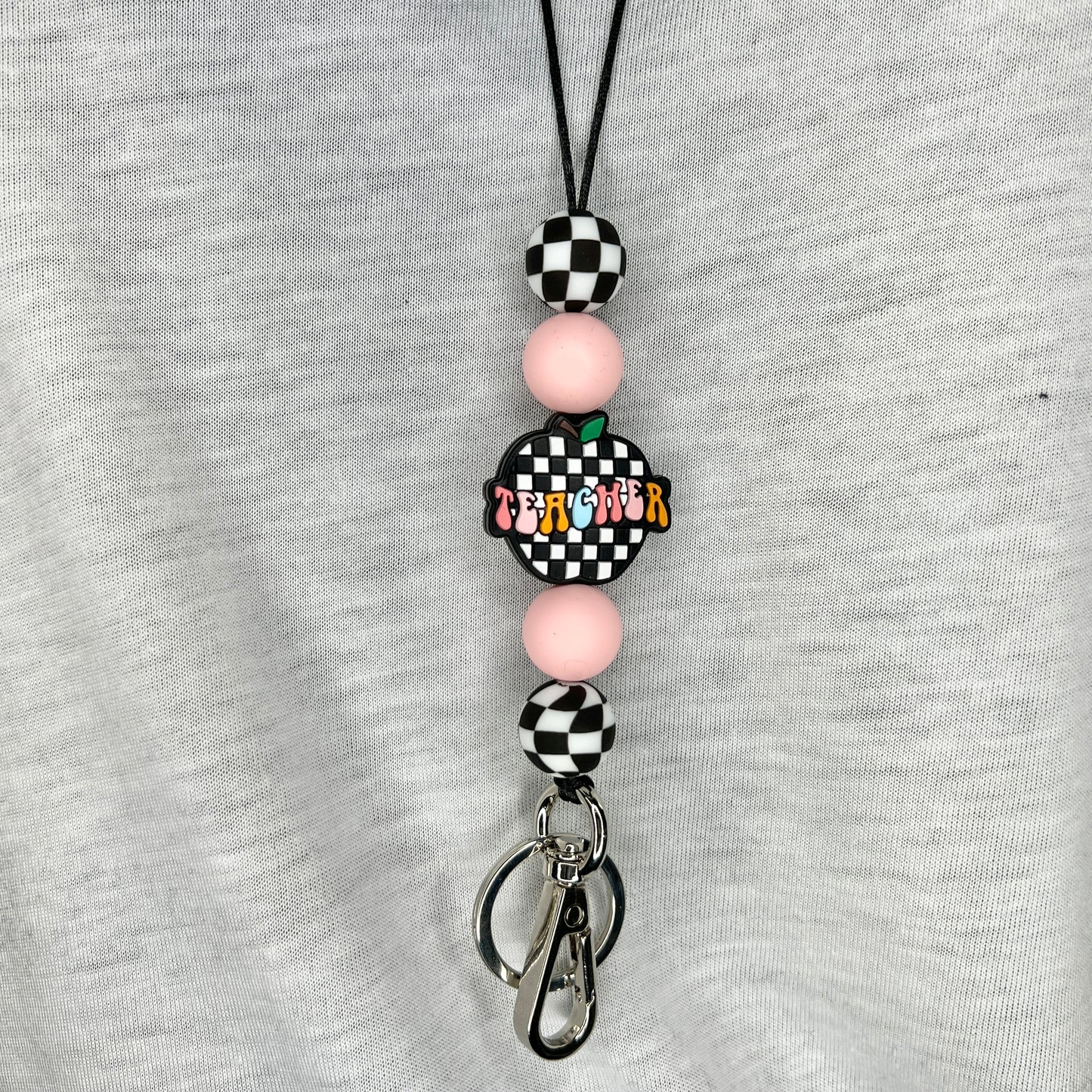 Boho Checkered Teacher Lanyard