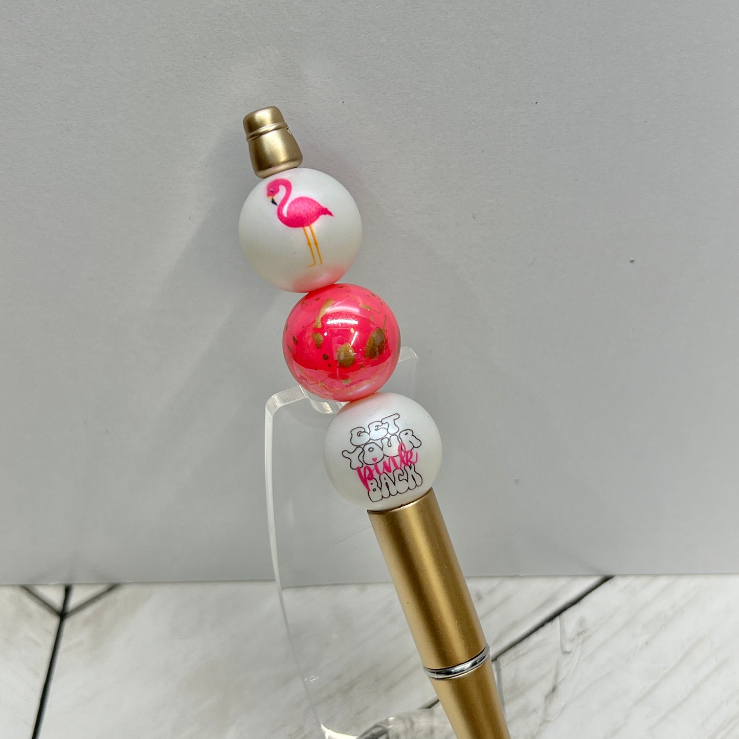 GYPB Pink Swirl Gold Plastic Pen