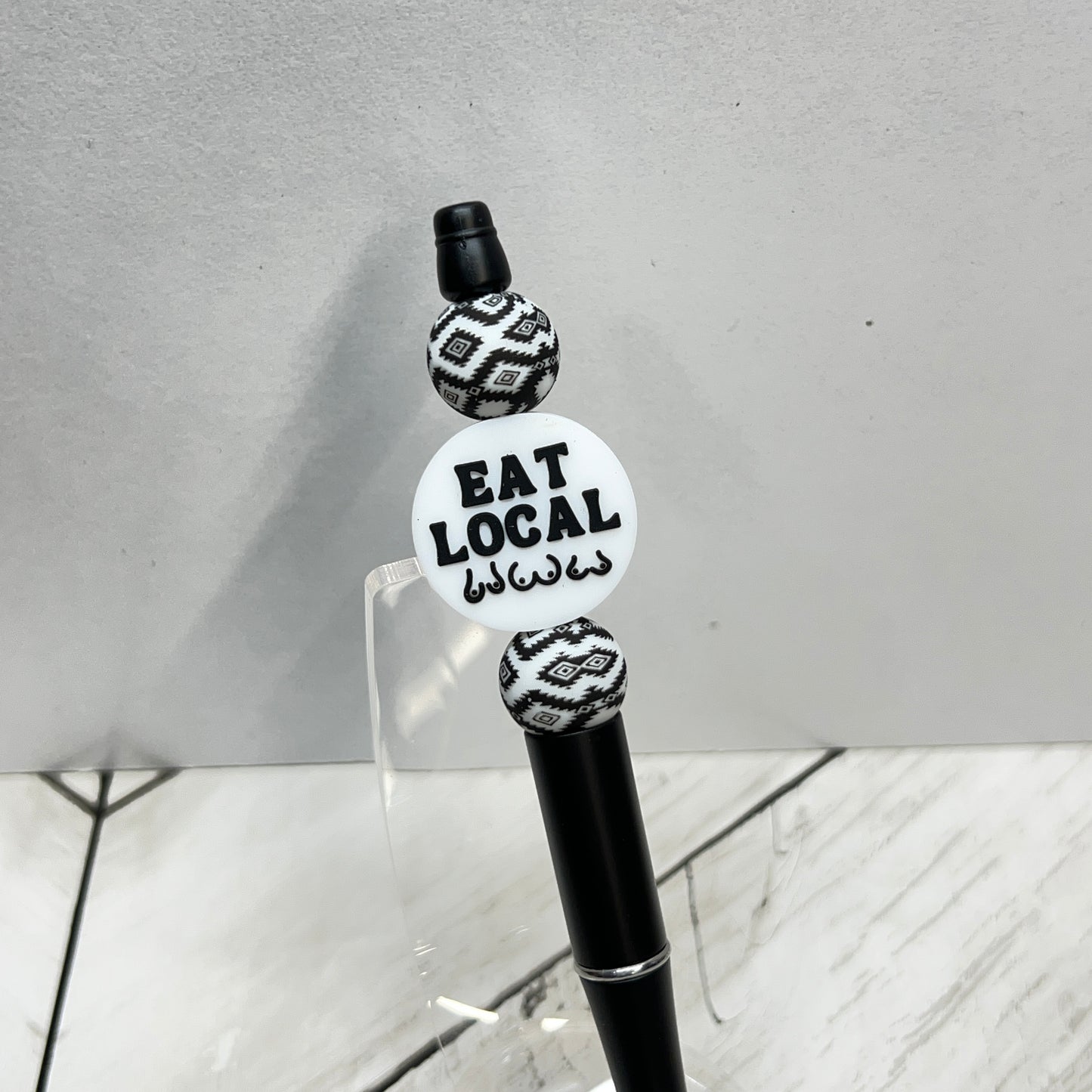 B&W Eat Local Aztec Plastic Pen