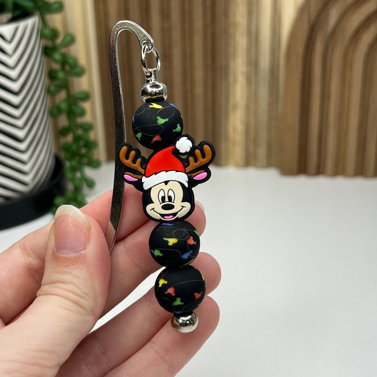 Santa Mouse Beaded Bookmark