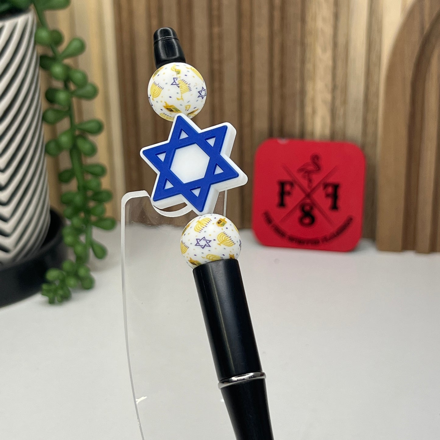 Star Of David Black Plastic Pen