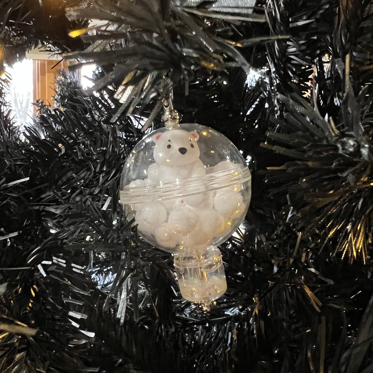Snowy Polar Bear Beaded Ornament