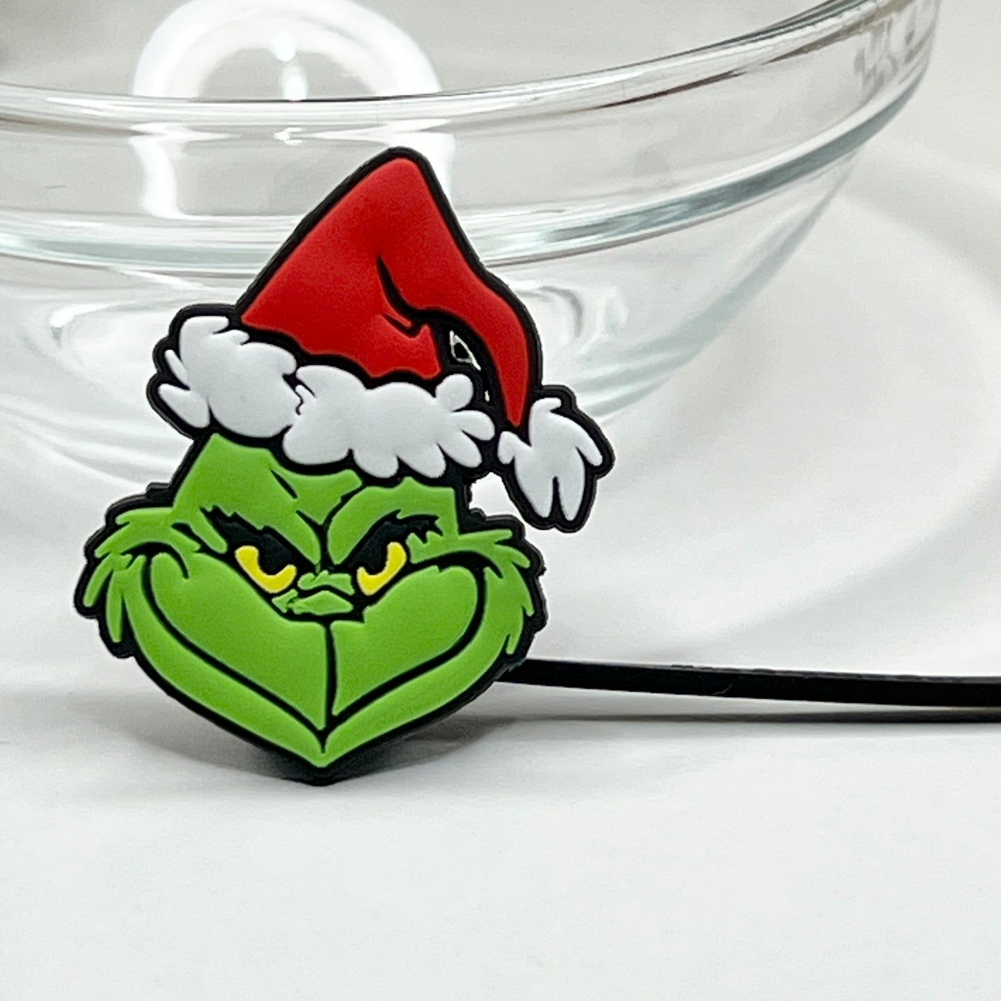 Christmas Green Guy Black Straw Topper