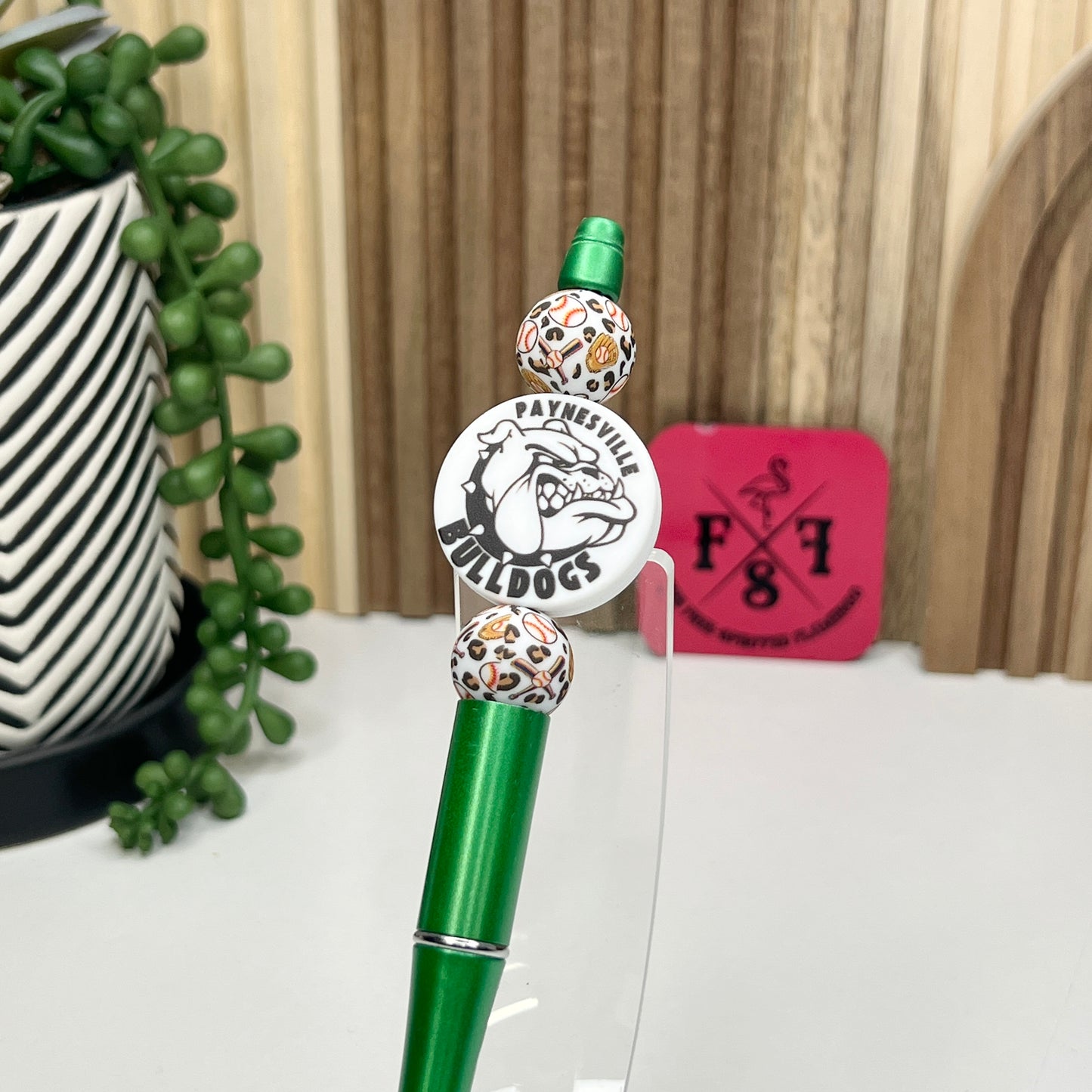 Bulldog Leopard Baseball Plastic Pen