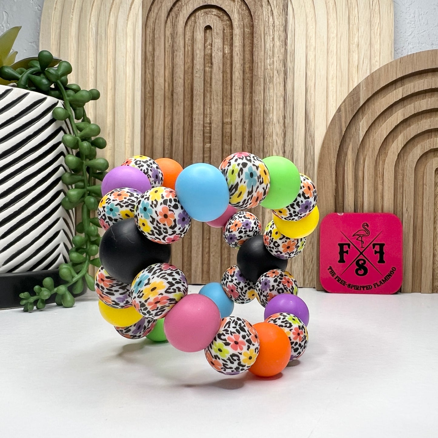 Bright Floral Leopard Freezer Ring