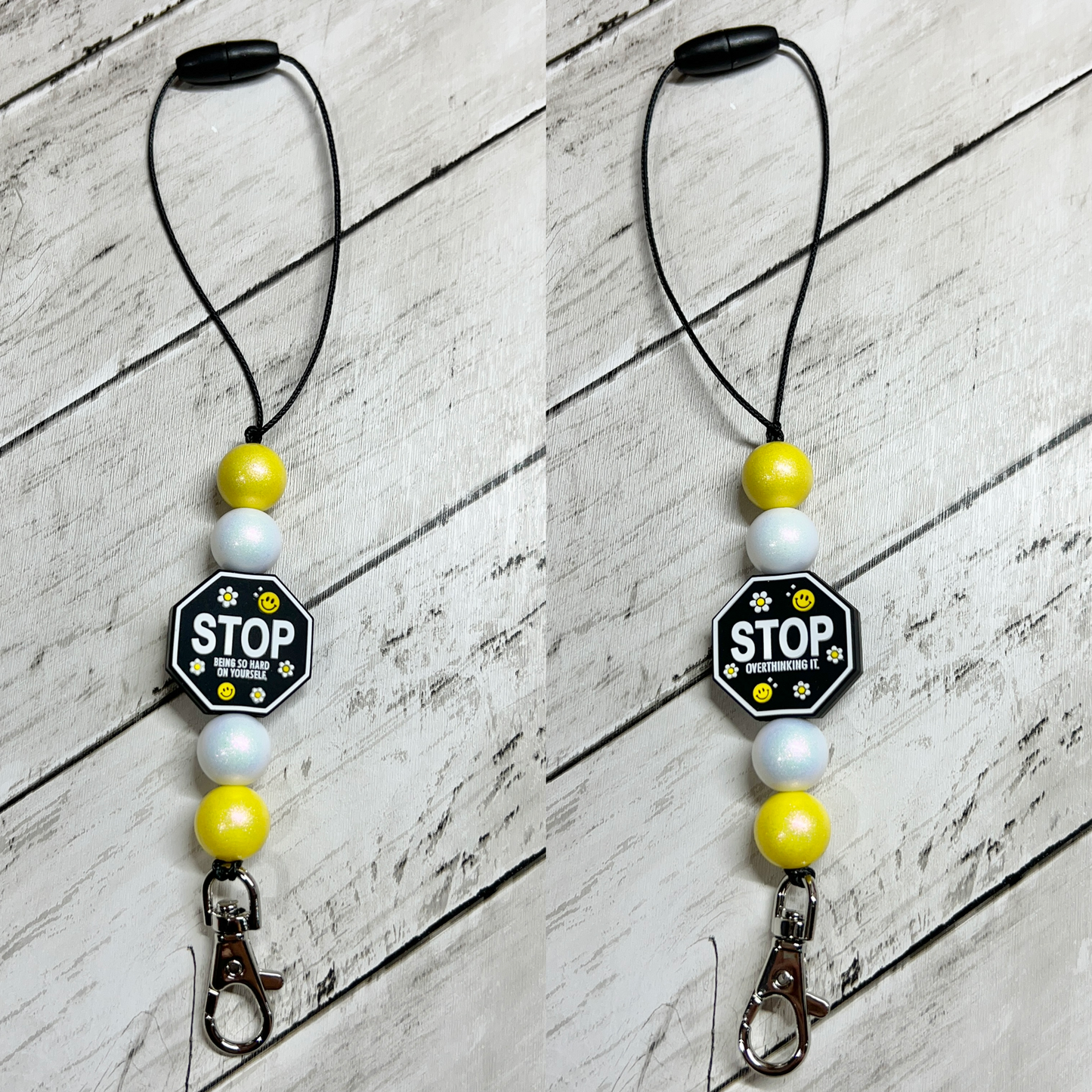 Black STOP Car Charm