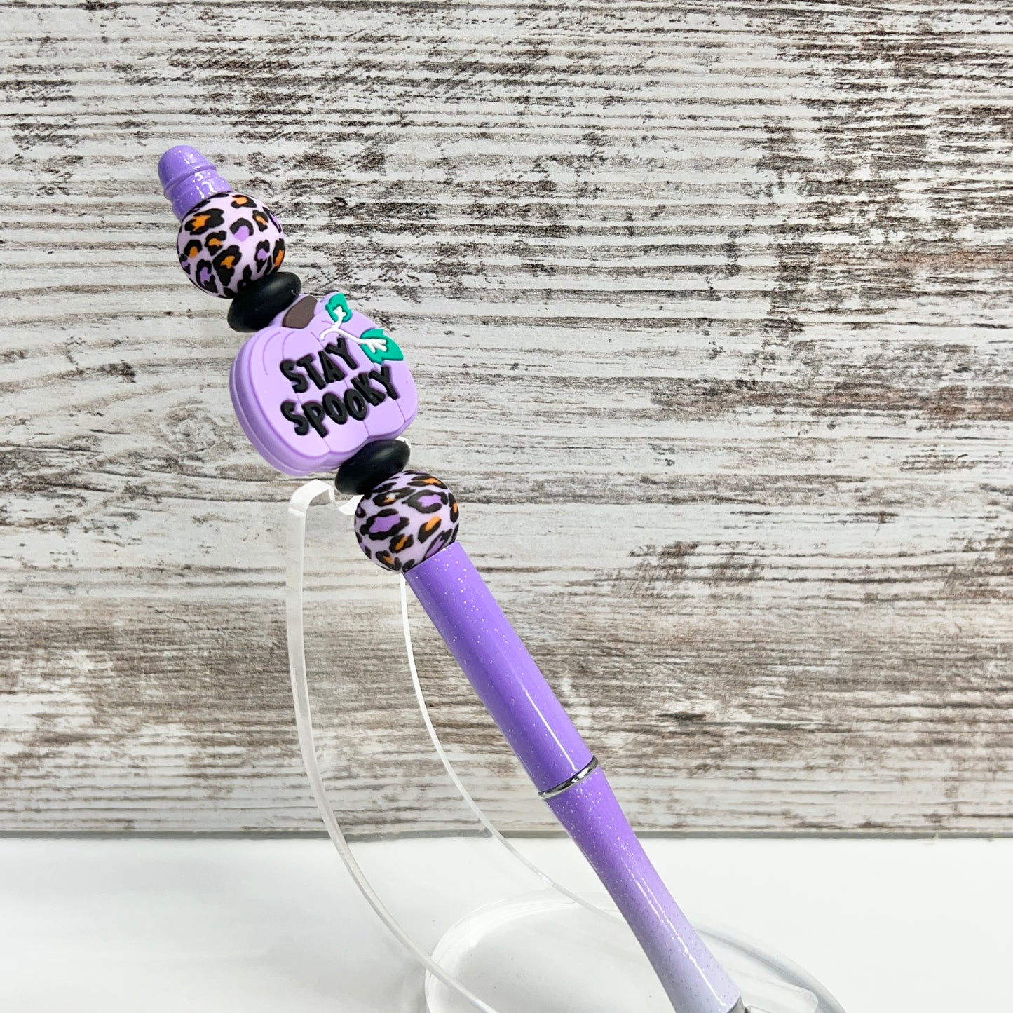 Stay Spooky Leopard Purple Ombre Metal Pen