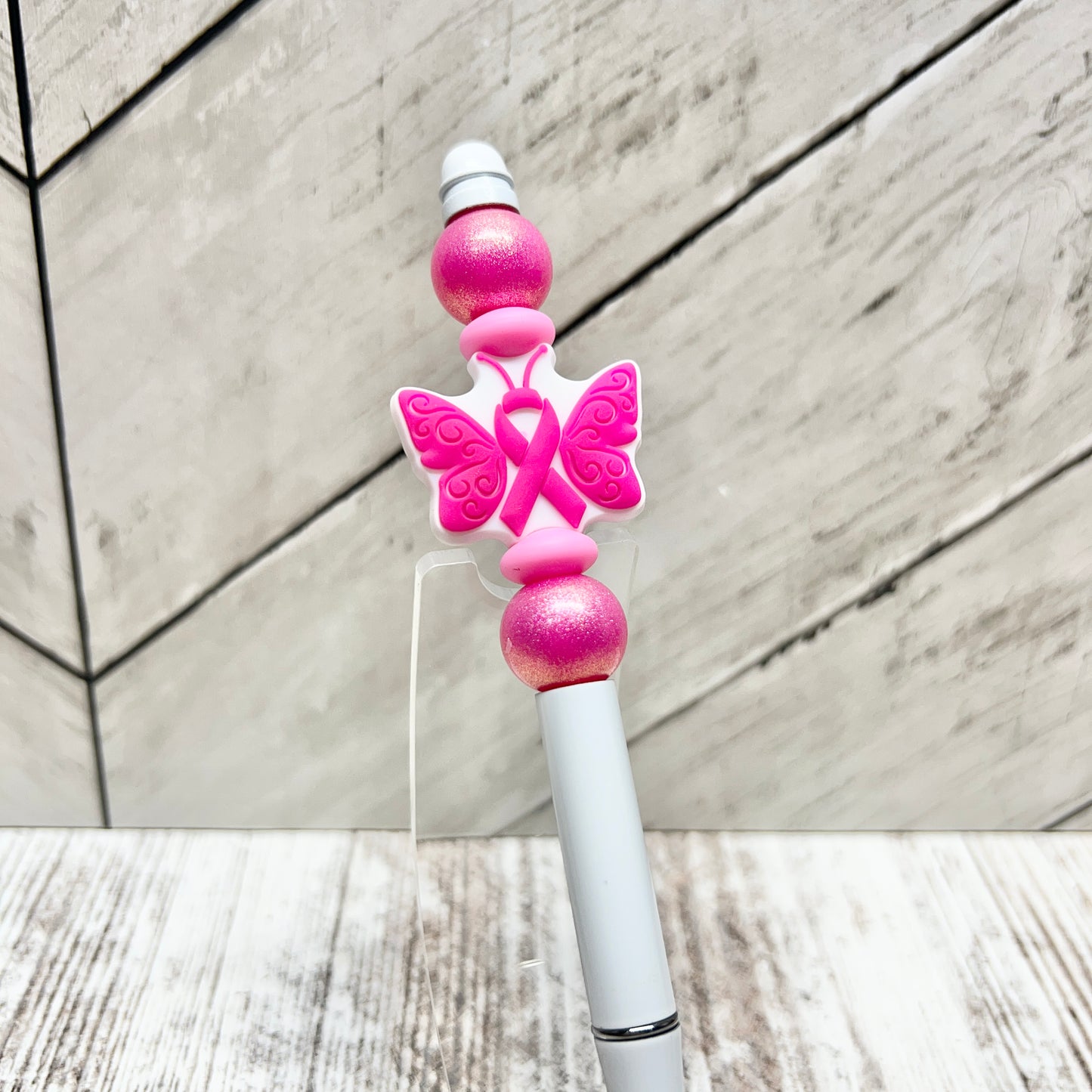 Pink Butterfly Ribbon Metal Pen