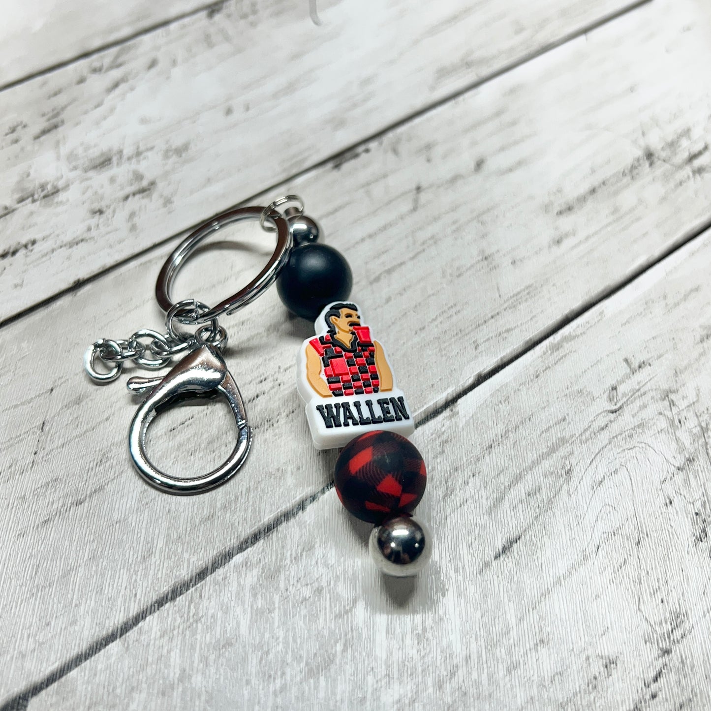 Wallen Plaid Silver Keychain Bar