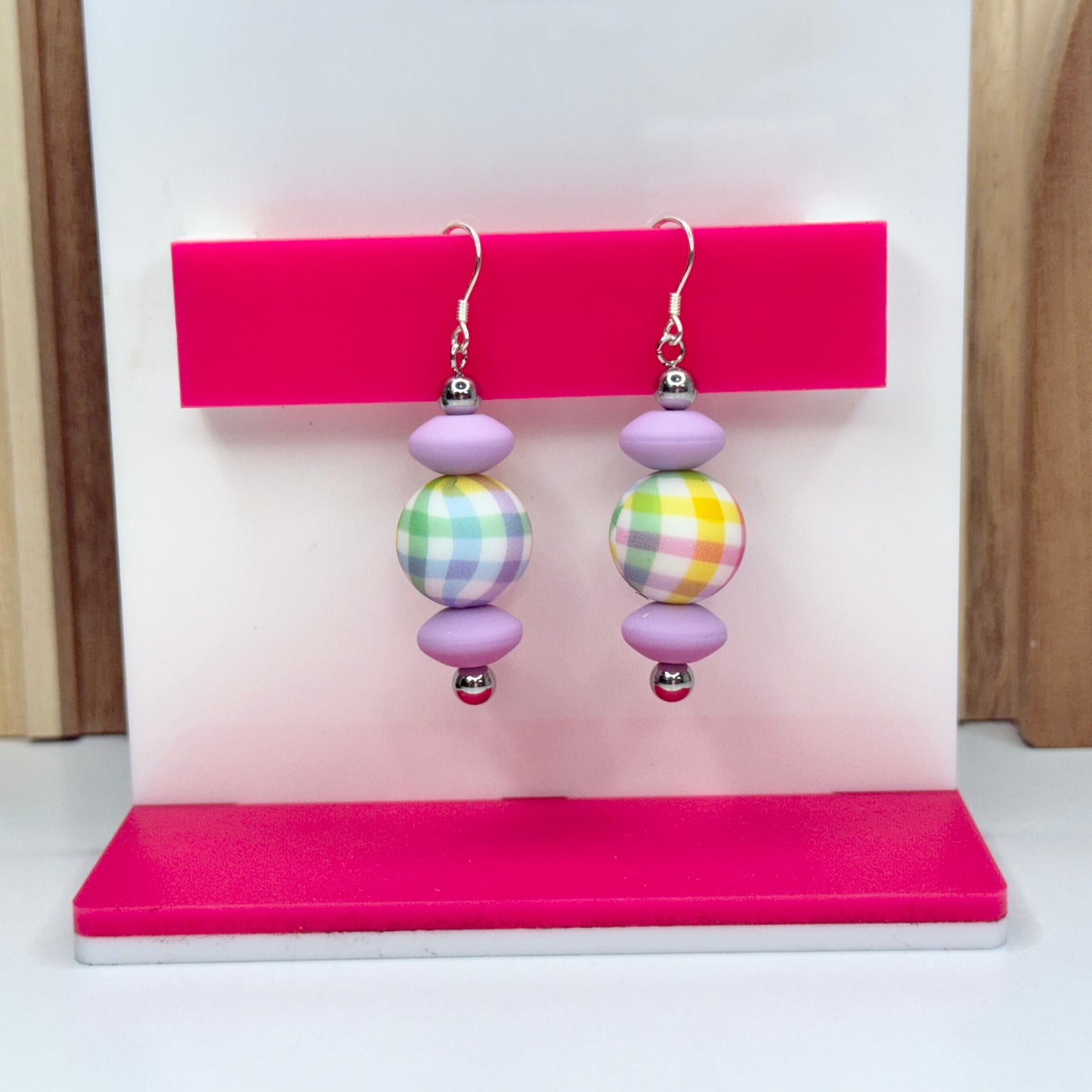 Purple Spring Plaid Earrings