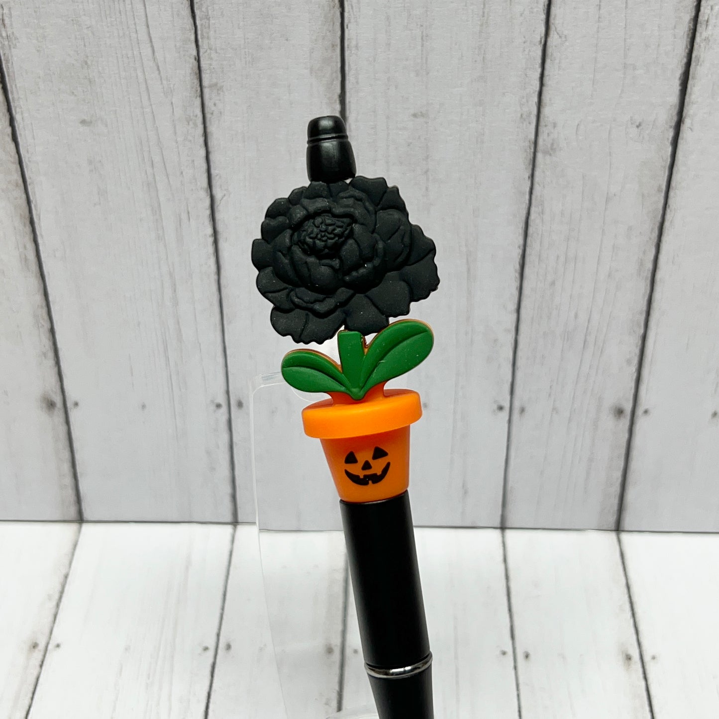 Black Peony Jack O Planter Plastic Pen