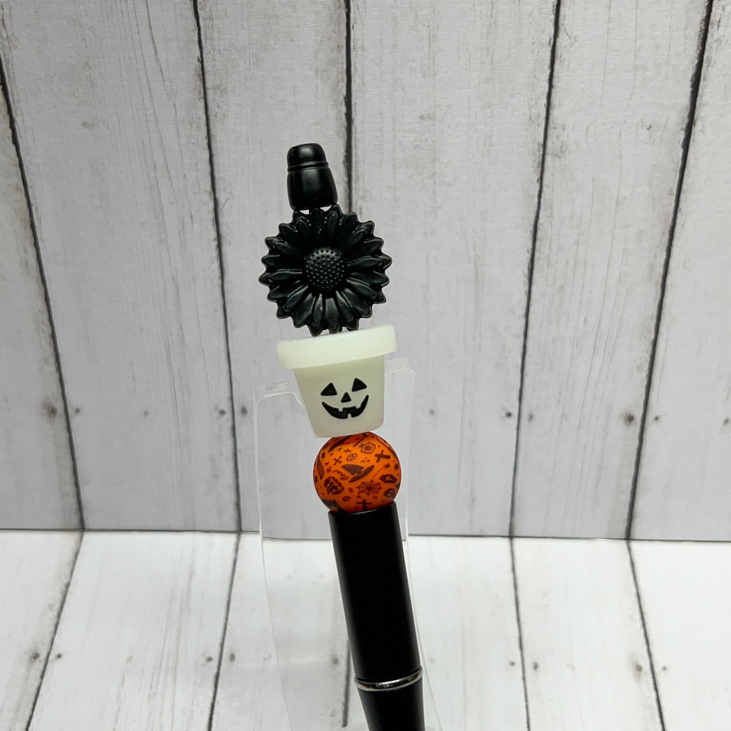 Black Sunflower Glow Jack O Planter Plastic Pen