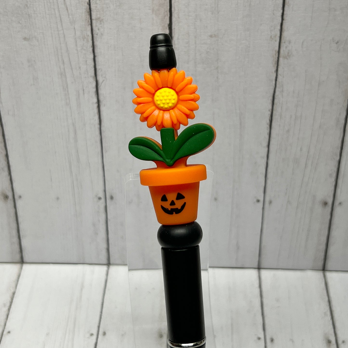 Orange Sunflower Jack O Planter Plastic Pen