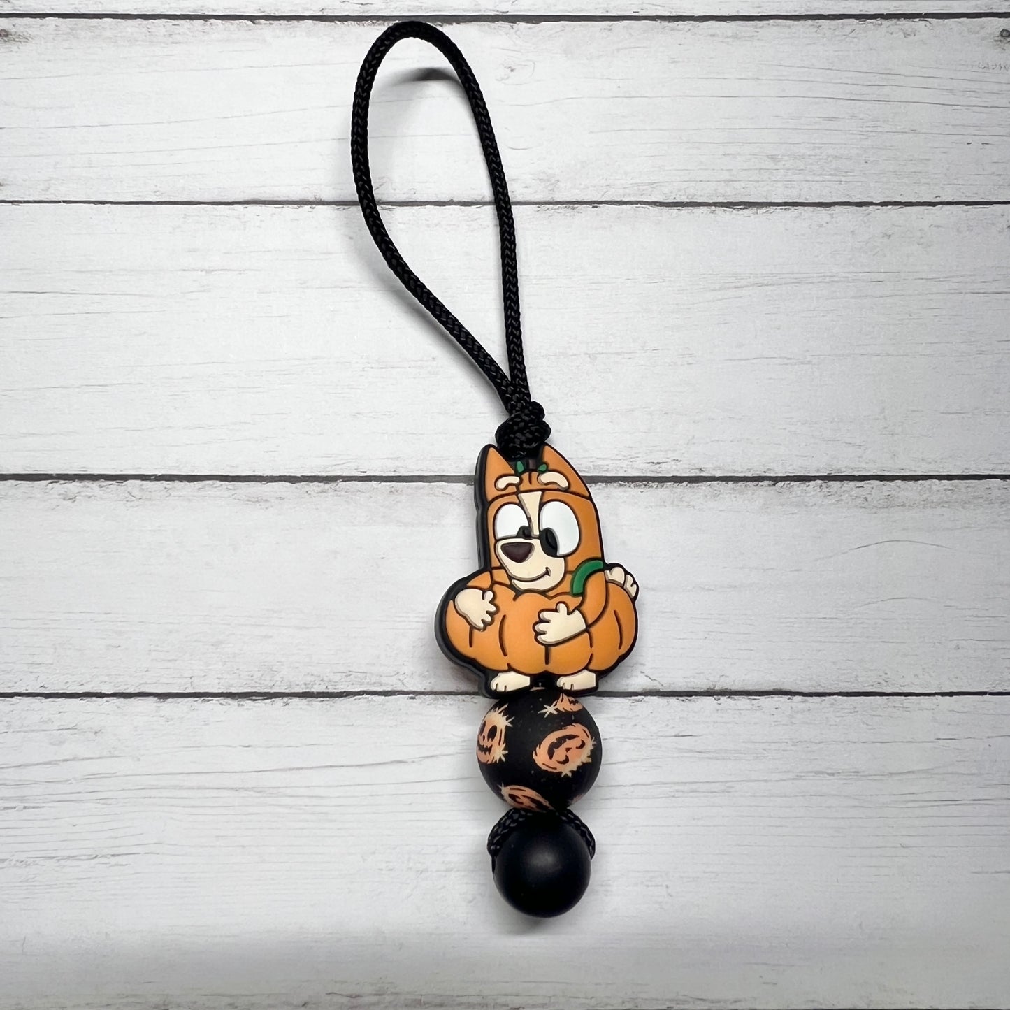 Orange Dog Pumpkin Zipper Charm