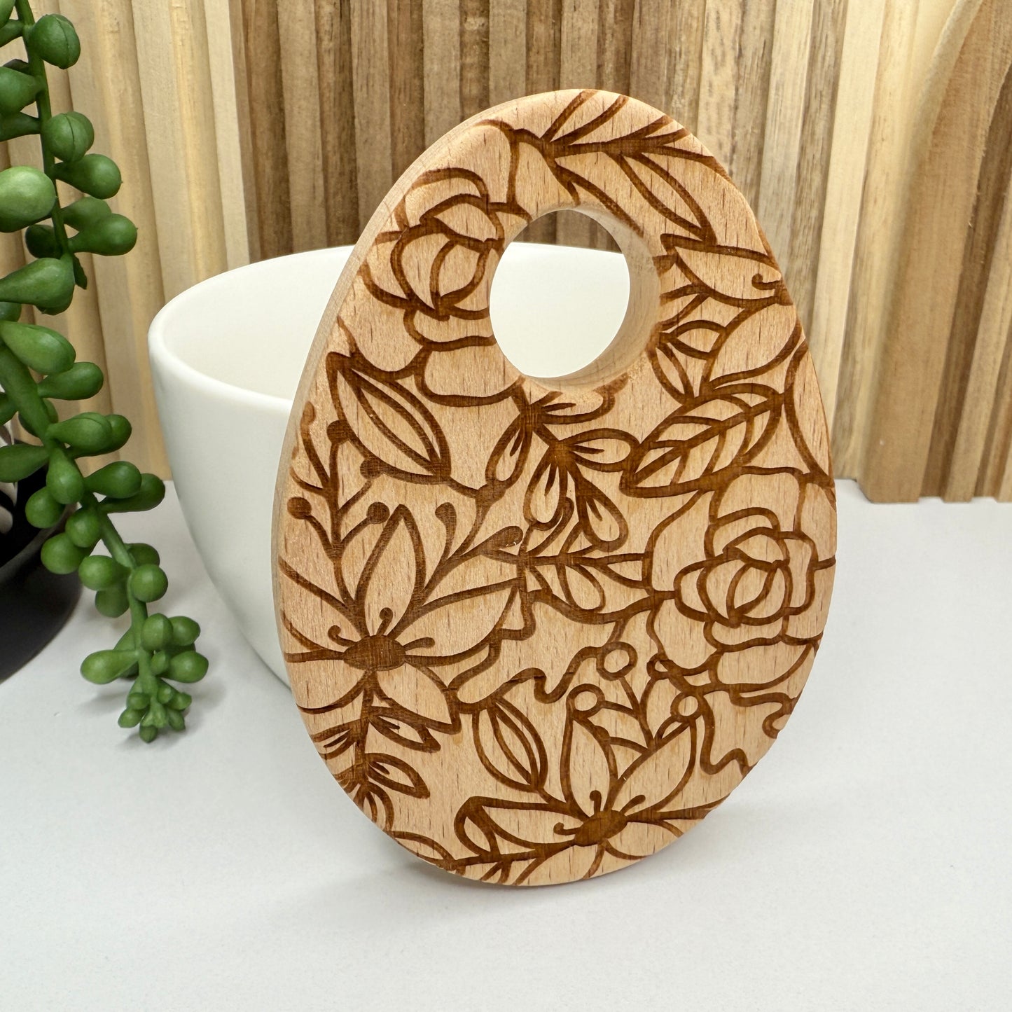 Floral Egg Wood Teether
