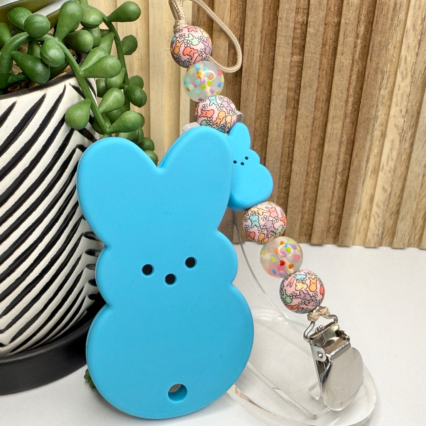 Blue Peeps Pacifier Clip Set