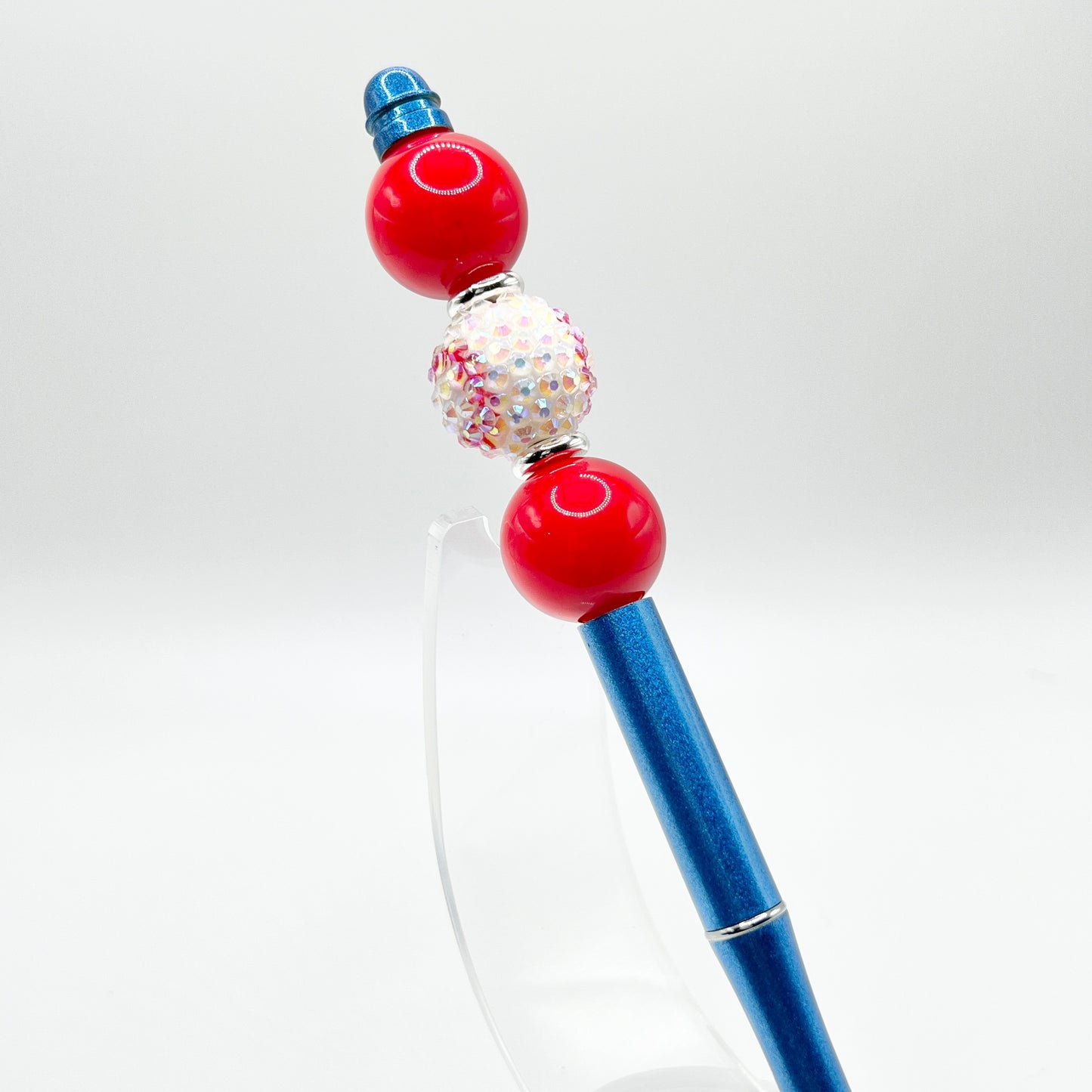Red & Blue Sparkle Baseball Metal Pen