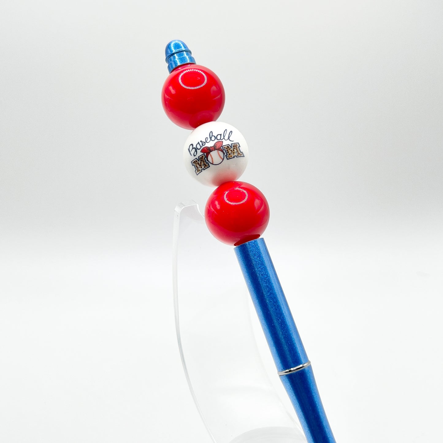 Red & Blue Baseball Mom Metal Pen