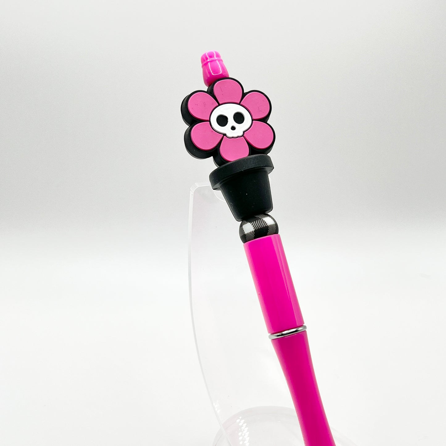 Pink Skull Flower Plastic Pen