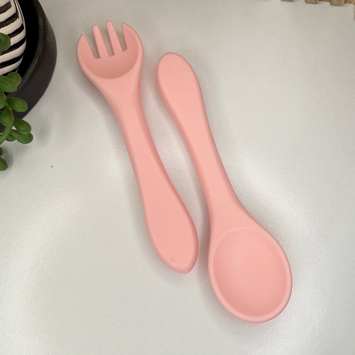 Silicone Fork & Spoon Set | Pink