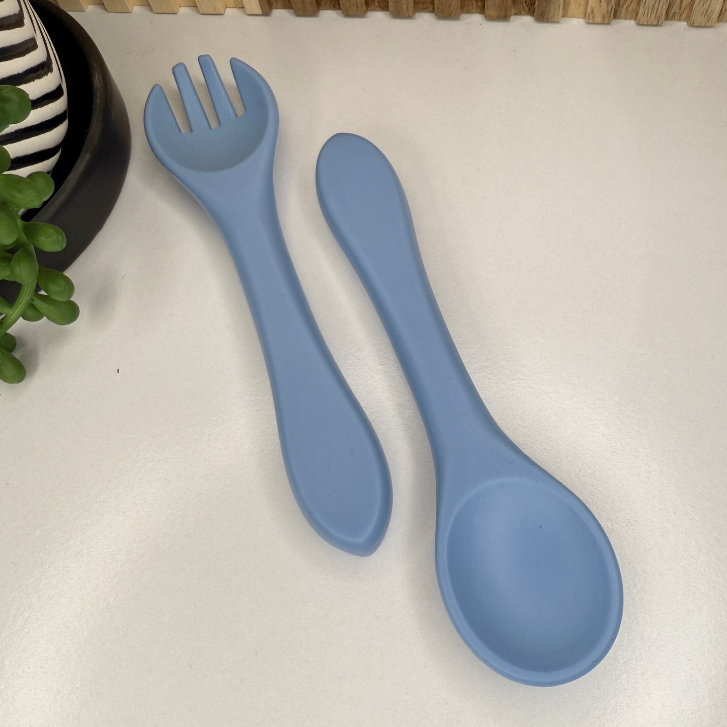 Silicone Fork & Spoon Set | Cornflower Blue