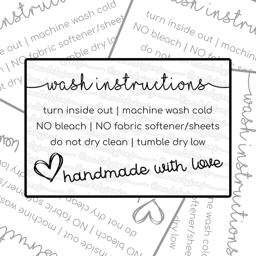 Shirt Wash Instructions - Thermal Label Design