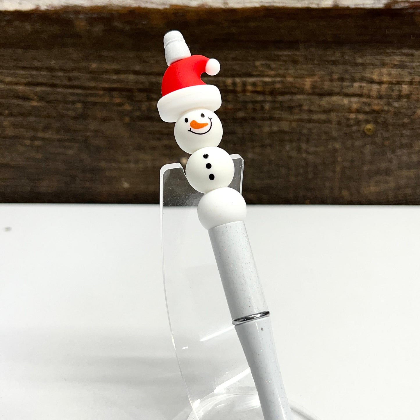 Snowman Glitter Plastic Pen