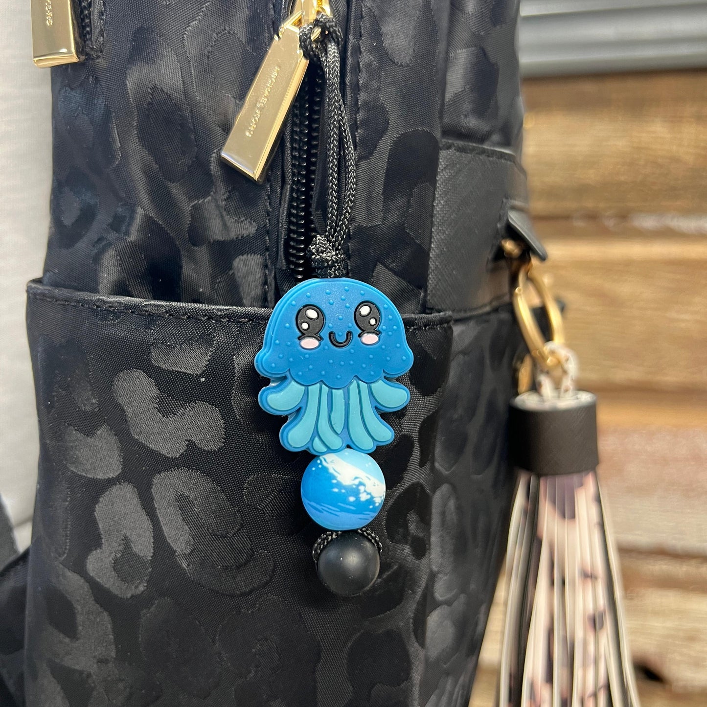 Blue Jelly Fish Zipper Charm