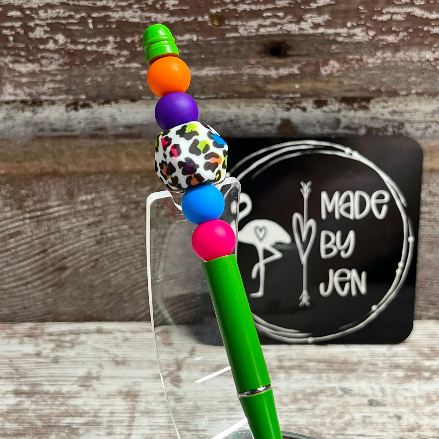 Neon Leopard Green Metal Pen