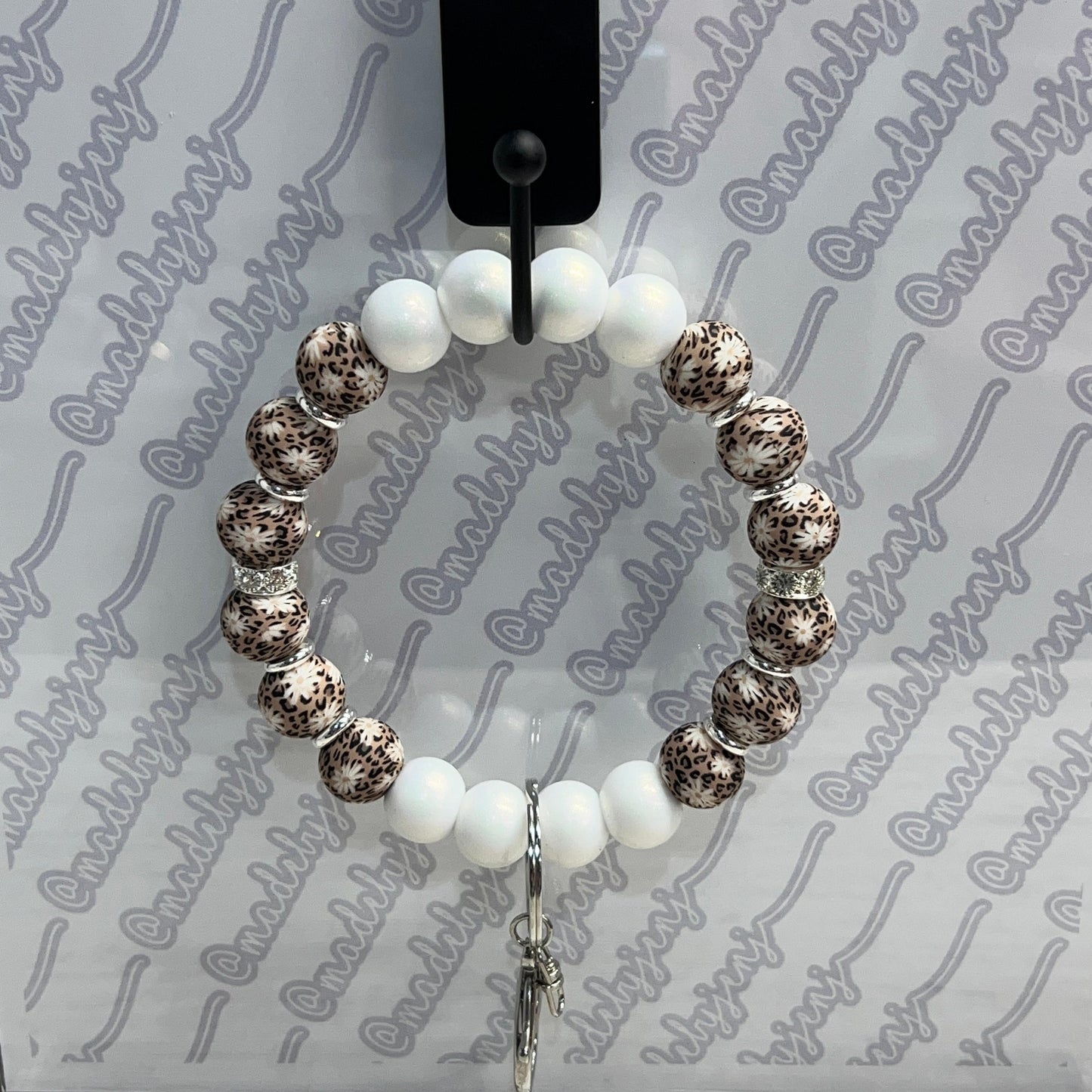 Leopard Daisy Jeweled Wristlet