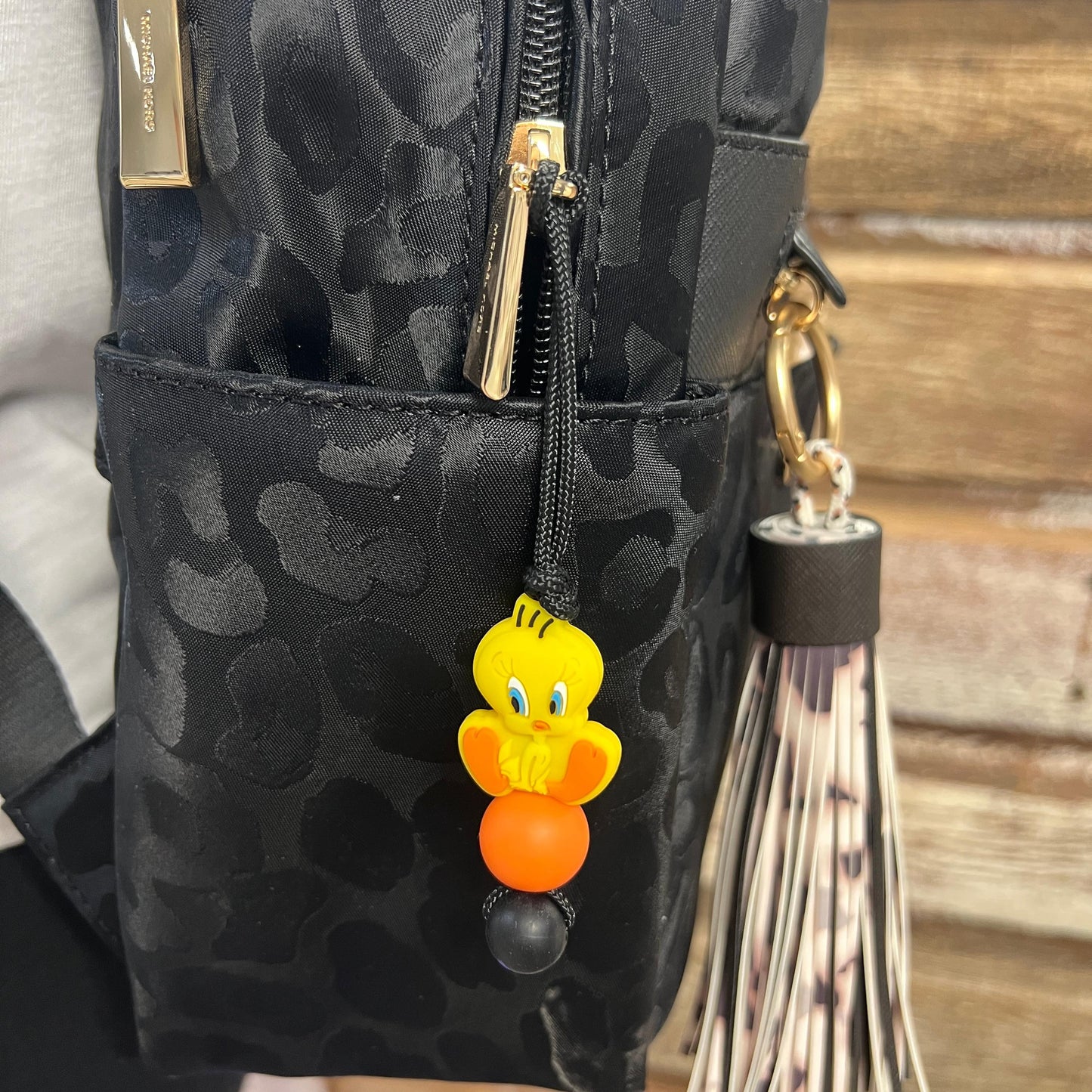 Yellow Bird + Orange Zipper Charm