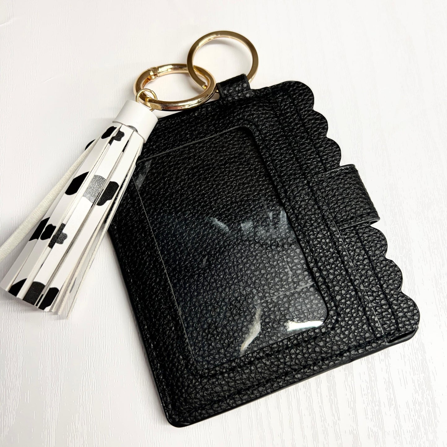 Black and White Cow Wristlet w/Wallet
