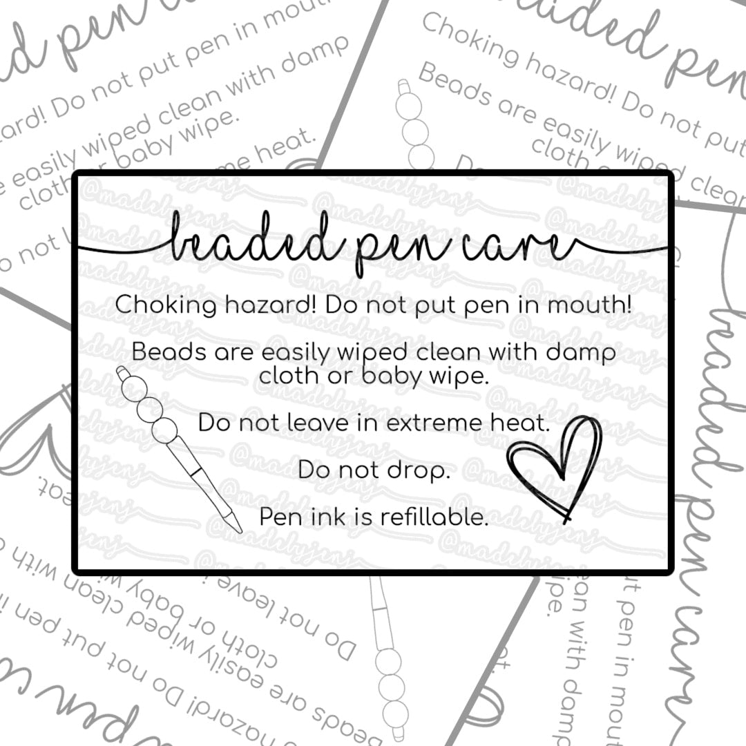Beaded Pen Care - Thermal Label Design