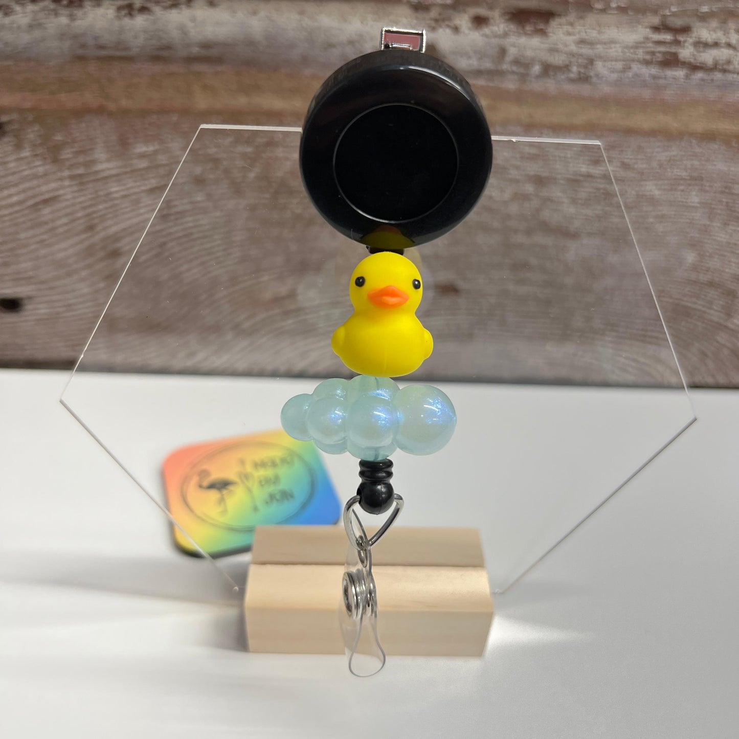 Rubber Ducky w-Blue Bubbles Badge Reel