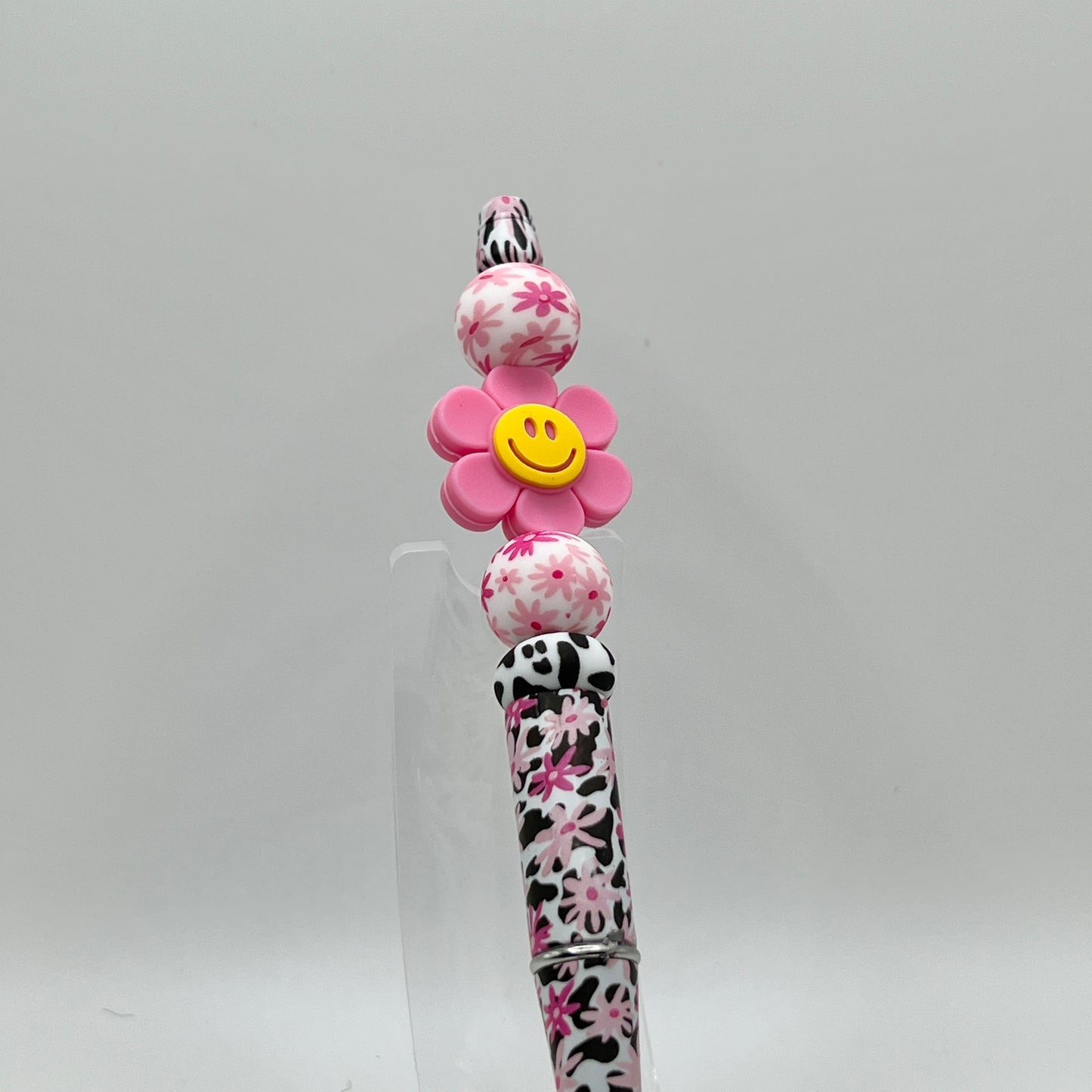 Pink Daisy Cow Plastic Pen