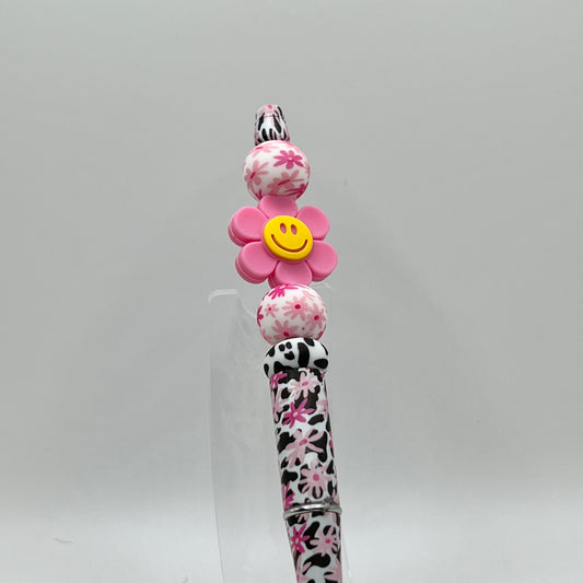 Pink Daisy Cow Plastic Pen