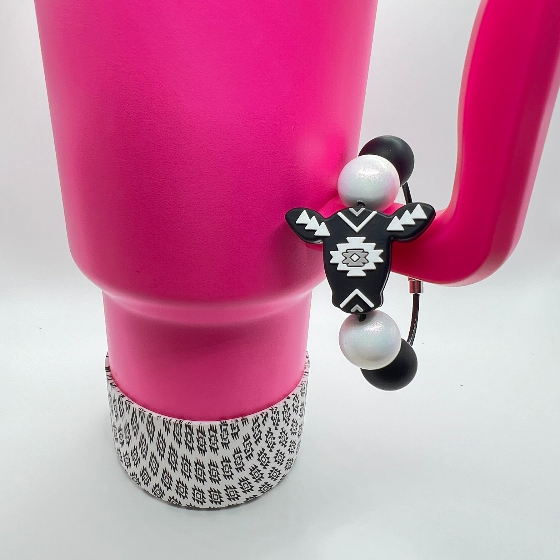 Black Aztec Cow Boot & Charm Set