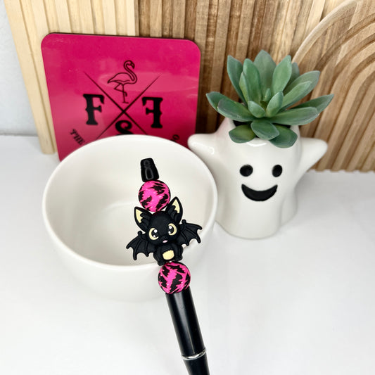 Black & Pink Bat Plastic Pen
