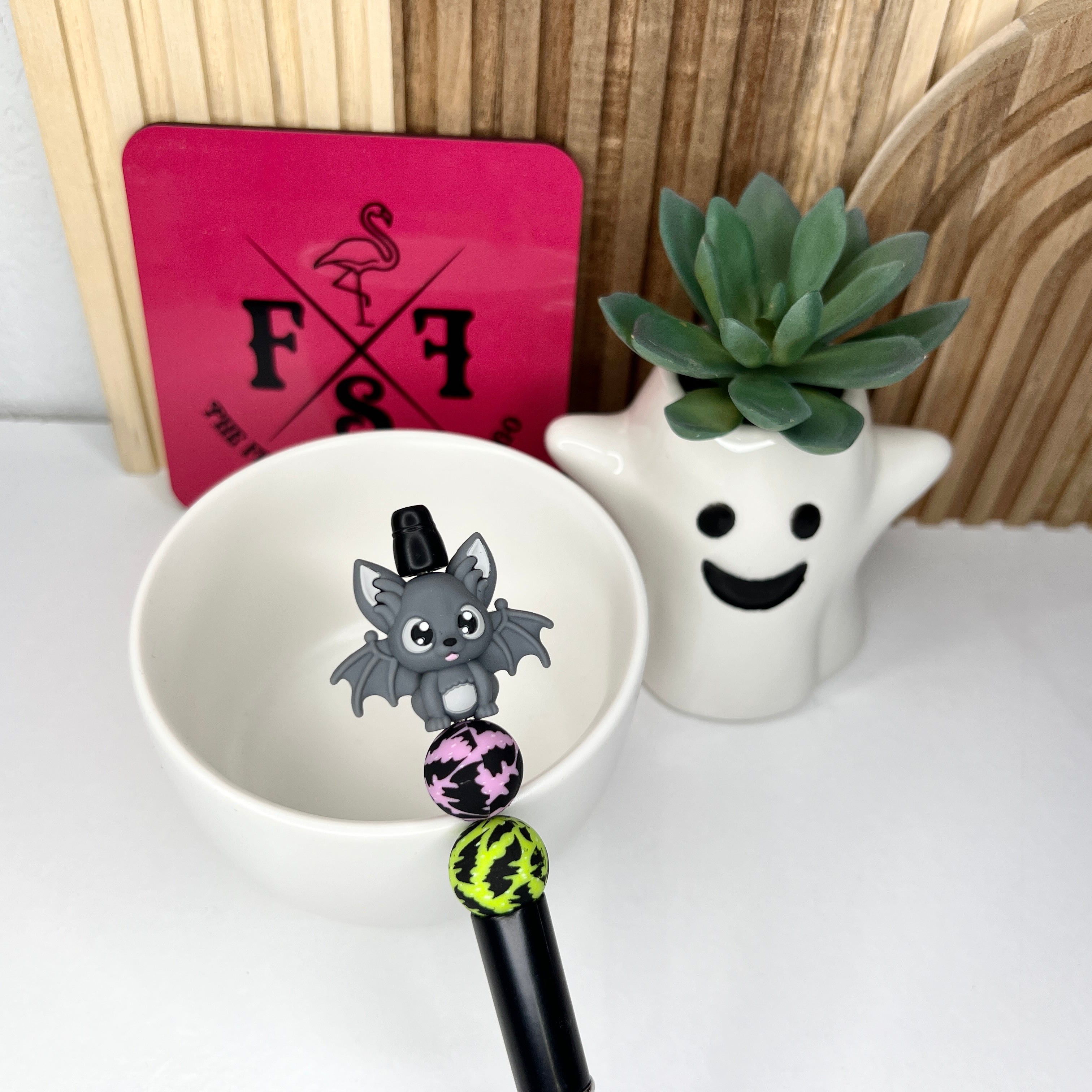 Gray Halloween Bat Plastic Pen