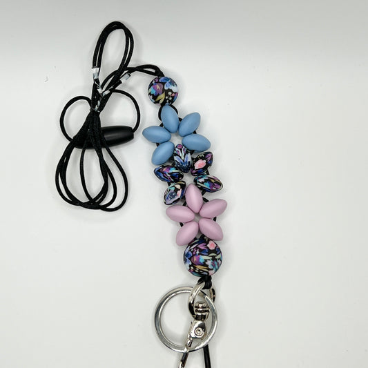 Midnight Blossom Flower Lanyard