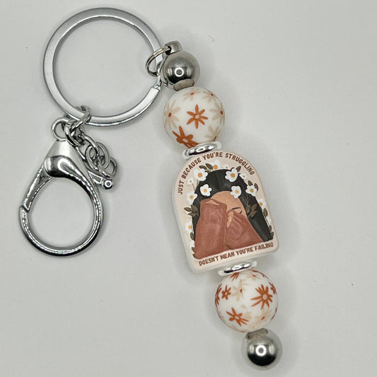 Struggle ≠ Failing Boho Daisy Silver Keychain Bar