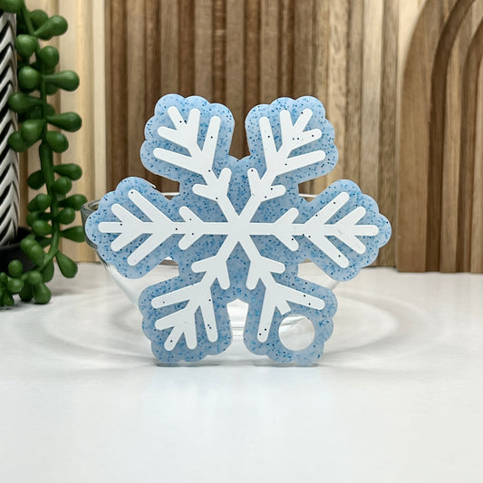 Blue Glitter Snowflake Tumbler Tag