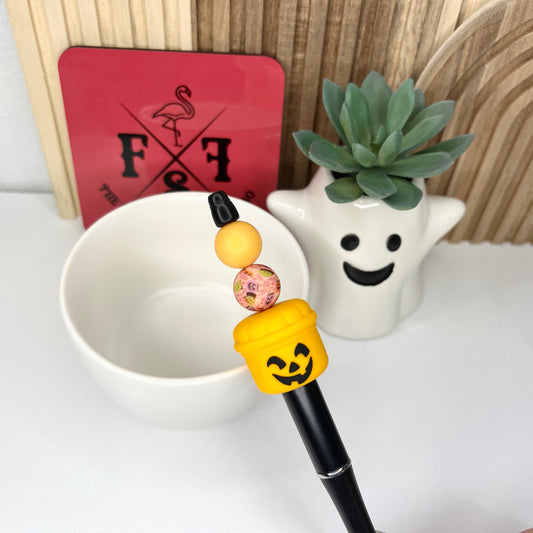 Orange Happy Bucket Plastic Pen