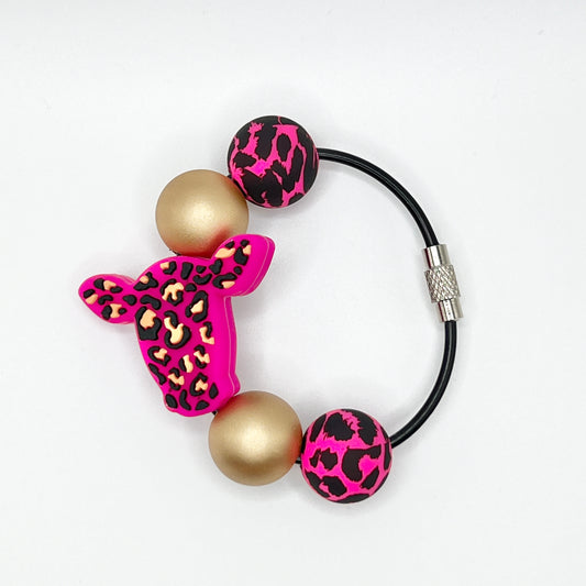 Hot Pink Leopard Cow Cup Charm