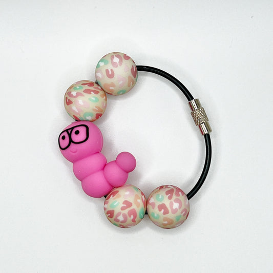 Pink Book Worm Cup Charm